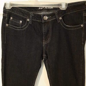 P &P women's, back skull pocket, black jeans, size 9/10